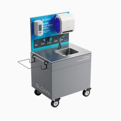 Mobile Handwashing Station, Sensor Faucet, Stainless Steel Counter and Drop-in Sink