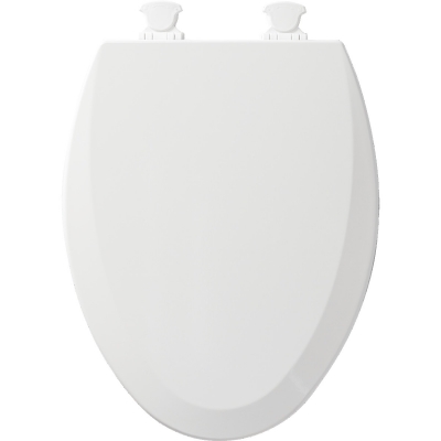 Bemis Elongated Enameled Wood Toilet Seat in White with Easy Clean Hinge
